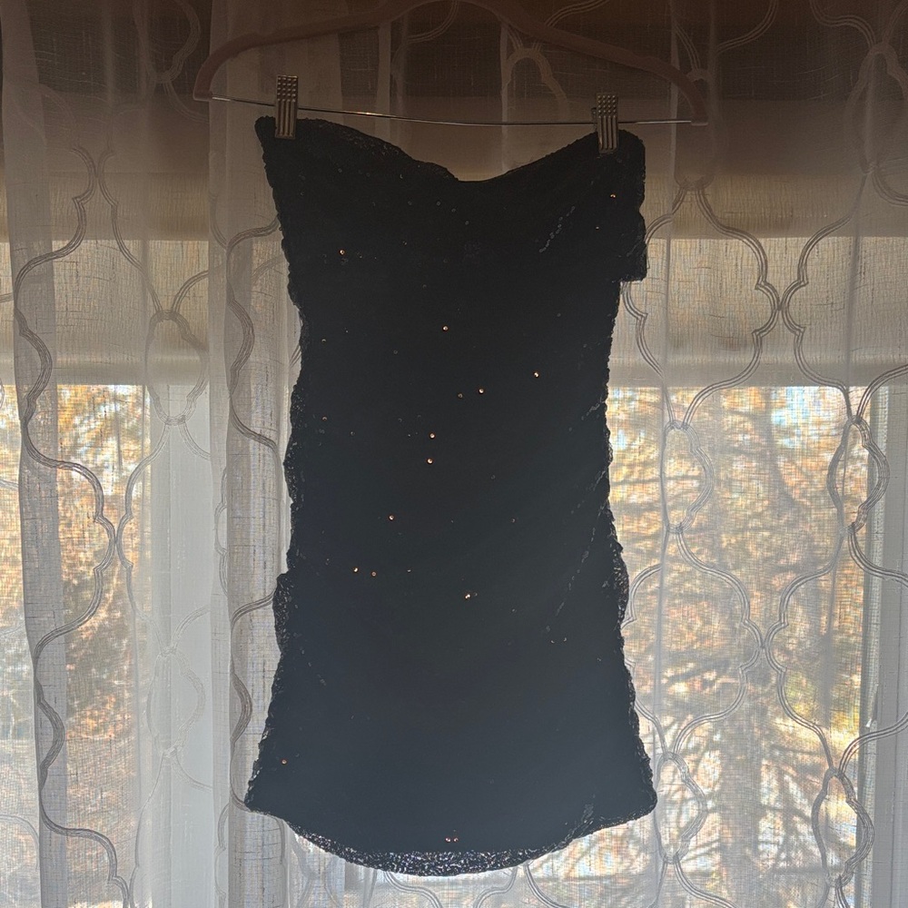 Lucy in the Sky Black Mini Dress with Glitter Accents